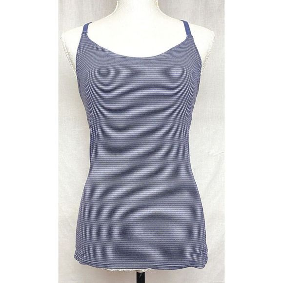 Outdoor Voices Womens‎ Size Small Move Free Tank Top Striped Navy Gray Racerback - Picture 2 of 8